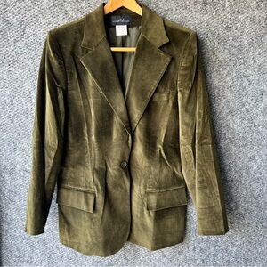 Olive Green Velvet Blazer